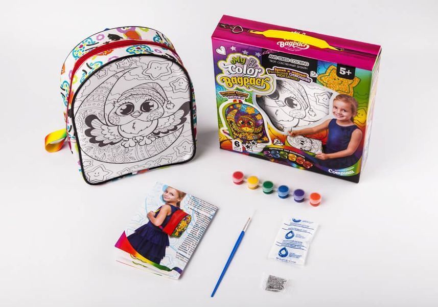 Набор для раскрашивания рюкзака Danko Toys My Color BagPack Сова в Шапке CВР-01-02 фото 2