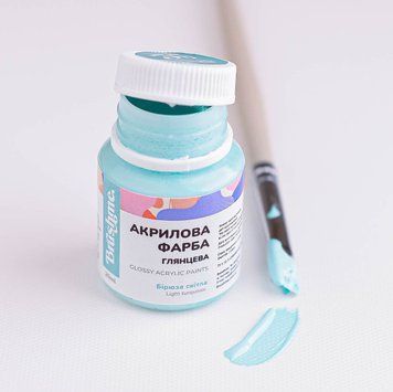 Художественная глянцевая акриловая краска BrushMe цвет "Бирюза светлая" 20 мл ACPT33 фото 1