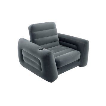 Велюрове надувне крісло-розкладачка Intex 112х109х69см до 100 кг 66551 фото 1