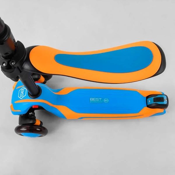 Детский самокат - трансформер 2-в-1 с подсветкой Best Scooter до 60 кг синий с оранжевым JS-30918 фото 5