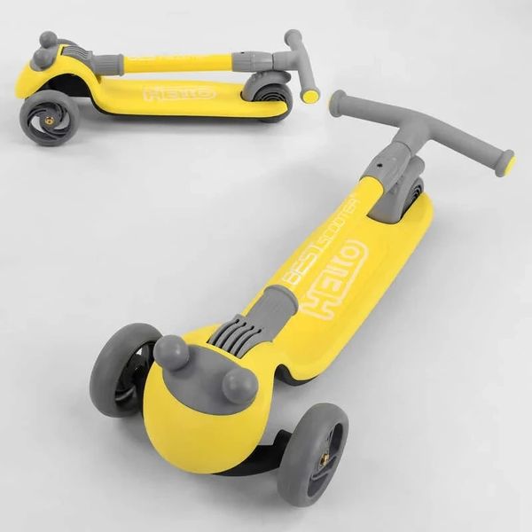 Самокат дитячий чотириколісний складаний з підсвічуванням Best Scooter Hello до 60 кг жовтий D-0449 фото 6