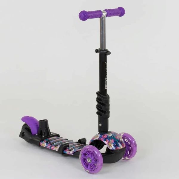 Детский самокат - трансформер 5 в 1 с подсветкой Best Scooter Божья коровка 19870 фиолетовый фото 6