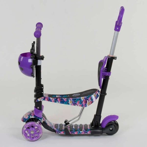 Детский самокат - трансформер 5 в 1 с подсветкой Best Scooter Божья коровка 19870 фиолетовый фото 2