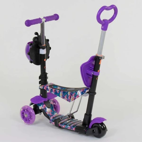 Детский самокат - трансформер 5 в 1 с подсветкой Best Scooter Божья коровка 19870 фиолетовый фото 3