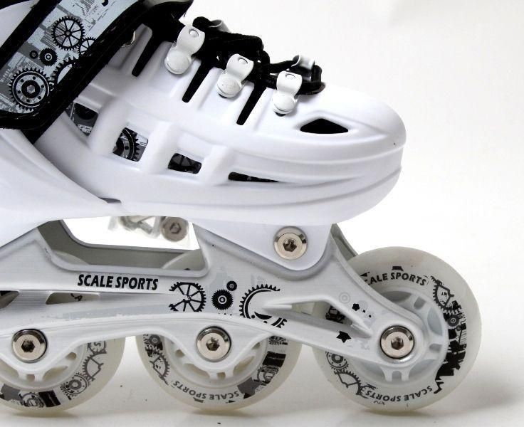 Раздвижные ролики для подростка 38-41 Scale Sports White с подсветкой переднего колеса фото 3