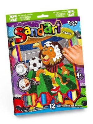 Дитяча картина з кольорового піску Danko Toys Sandart Лев-футболіст SA-02-07 фото 1