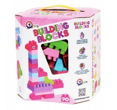 Детский конструктор ТехноК Building Blocks 90 деталей розовый 6535 фото 1