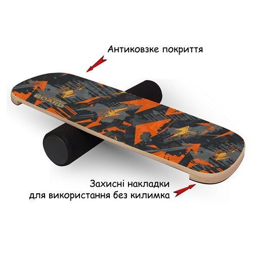 Деревянный балансборд SwaeyBoard Grip On Fire с пробковым покрытием фетровый валик 10 см до 120 кг фото 2
