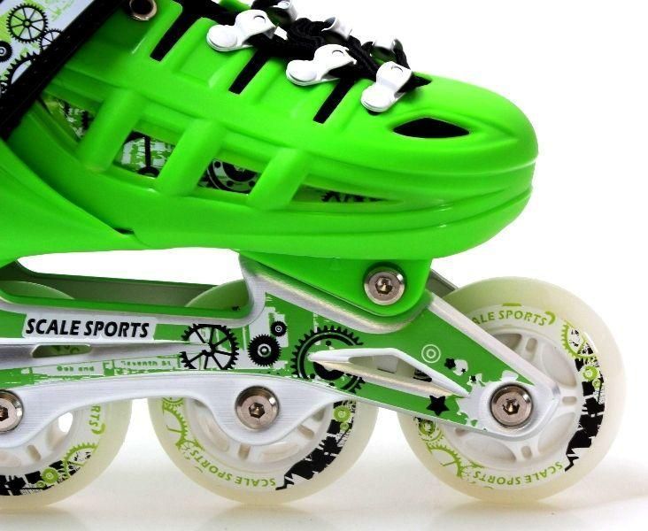 Детские раздвижные ролики 34-37 Scale Sports Green с подсветкой переднего колеса фото 3