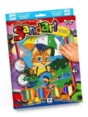 Дитяча картина з кольорового піску Danko Toys Sandart Рудий котик SA-02-04 фото 1