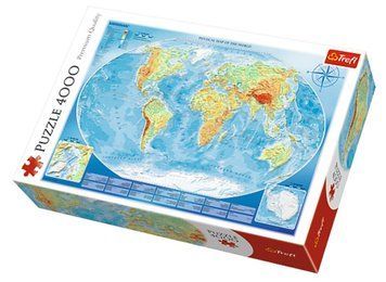 Пазлы Trefl "Физическая карта мира" 4000 элементов 136х96 см 45006 фото 1