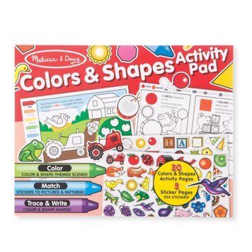 Альбом раскрасок "Цвета и фигуры" Melissa & Doug 20 листов формата 36х28 см и 230 наклеек MD8564 фото 1