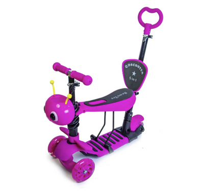 Детский самокат - трансформер 5 в 1 с подсветкой и музыкой Scooter Пчелка Pink фото 1
