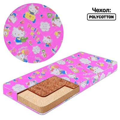 Матрац в дитяче ліжечко Homefort Hello Kitty 120х60х8 см з кокосовим волокном рожевий фото 1
