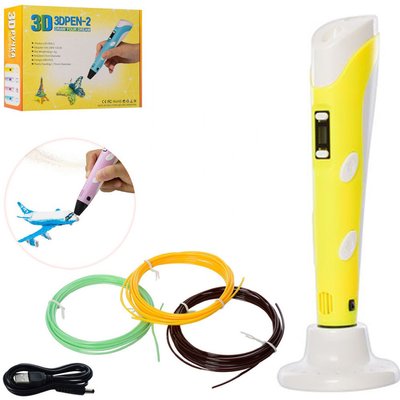 3D ручка для дитячої творчості 3DPEN-2 19 см, тип філаменту (пластик) Жовтий 168-Y фото 1