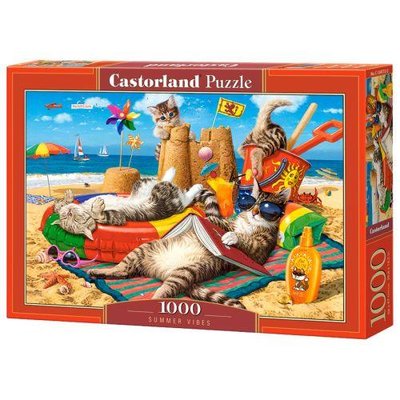 Пазли Castorland "Котики на пляжі" 1000 елементів 68 х 47 см C-104772 фото 1
