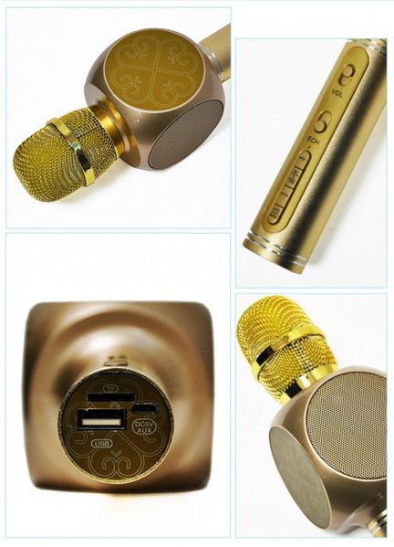 Беспроводной bluetooth караоке микрофон с колонкой (Gold) SU-YOSD YS-63 фото 2