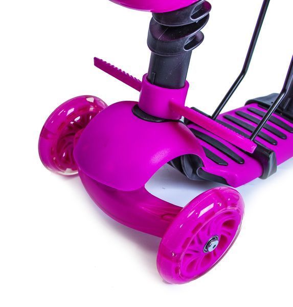 Детский самокат - трансформер 5 в 1 с подсветкой и музыкой Scooter Пчелка Pink фото 2