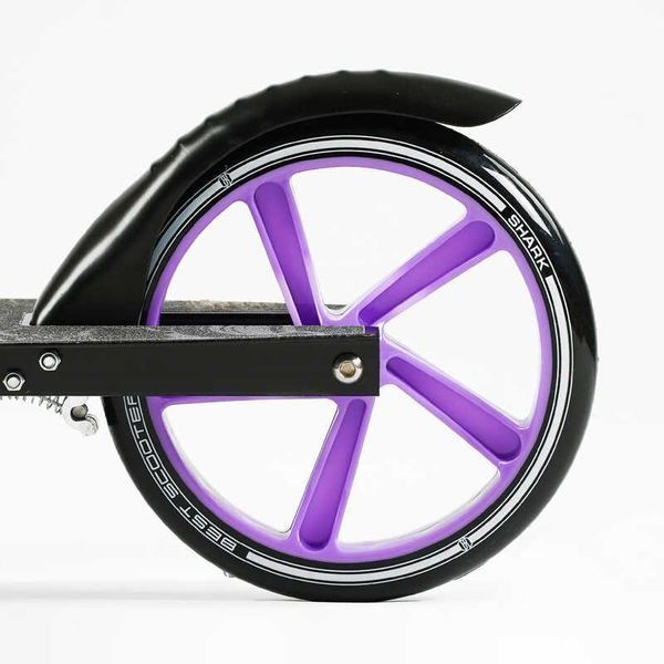 Самокат двухколесный складной Best Scooter Shark колеса PU 200 мм с амортизатором розовый / лиловый SH-30610 фото 6
