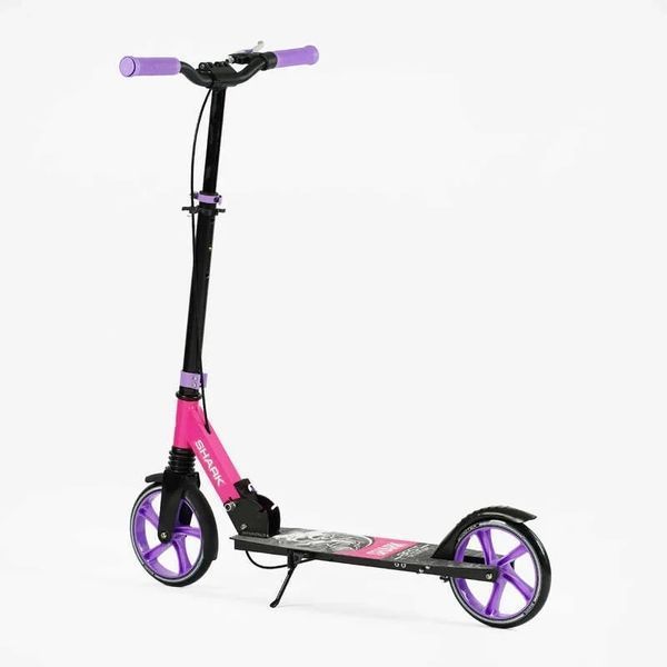 Самокат двухколесный складной Best Scooter Shark колеса PU 200 мм с амортизатором розовый / лиловый SH-30610 фото 7