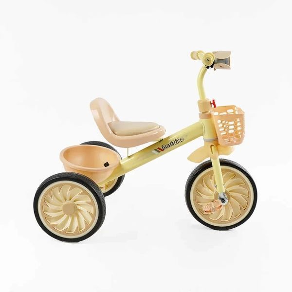 Детский трехколесный велосипед 10" Best Trike колеса EVA стальная рама световые и звуковые эффекты бежевый укр BS-33260 фото 2