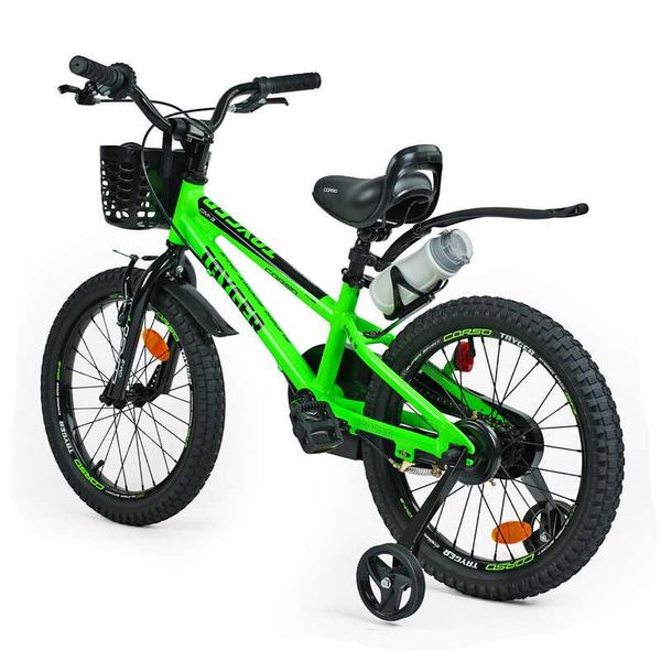 Велосипед детский двухколёсный 18" CORSO Tayger алюминиевая рама доп колеса зеленый TG-14763 фото 5