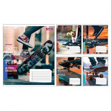 Набір учнівських зошитів 1 Вересня Skateboarding формат А5, 60 арк. в клітинку 10 шт. 768178 фото 1