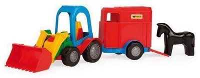 Іграшковий трактор із причепом Wader 42 см синій 39229 фото 1