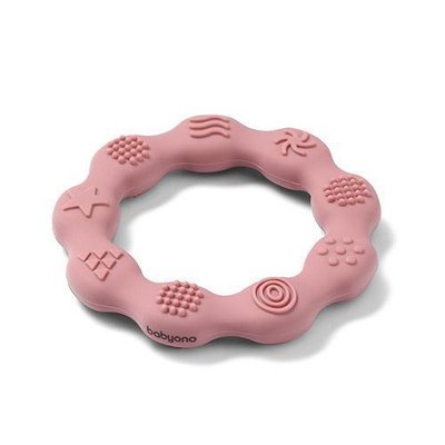 Прорезыватель для зубов силиконовый BabyOno Кольцо розовое фото 1