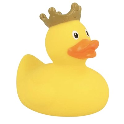 Стильна тематична гумова качечка FunnyDucks "Жовта в короні (Качиний Король)" L1925 фото 1