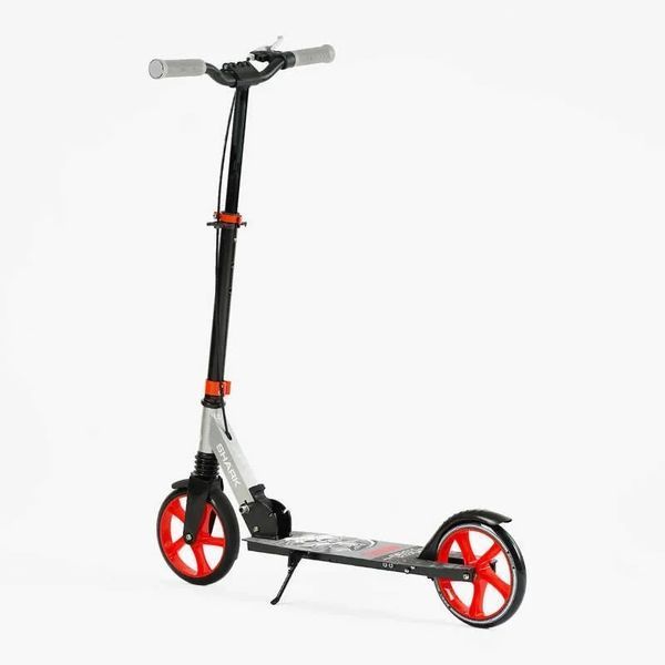 Самокат двухколесный складной Best Scooter Shark колеса PU 200 мм с амортизатором серый / красный SH-25048 фото 7