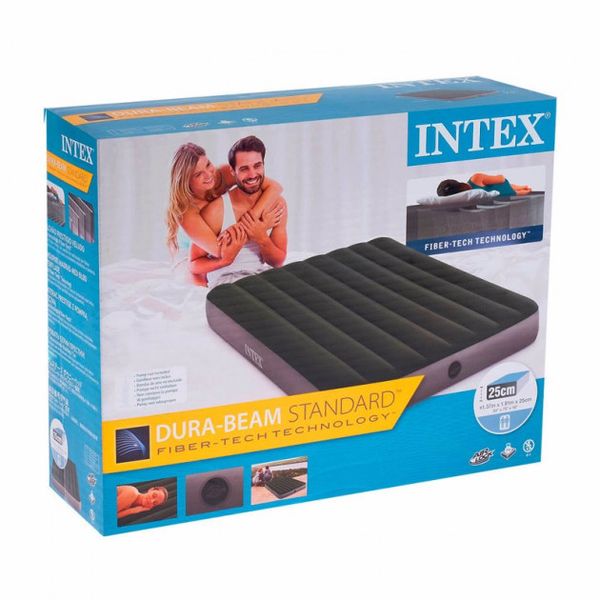 Велюровый надувной матрас для отдыха и сна Intex полуторный 137x191x25 см 64108 фото 5