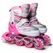 Детские раздвижные ролики 34-37 с комплектом защиты и шлемом Happy Pink подсветка колеса фото 2