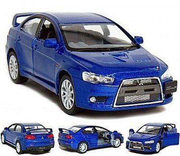 Іграшкова машинка Kinsmart Mitsubishi Lancer Evolution X, металева, масштаб 1:36, синя KT5329W фото 1