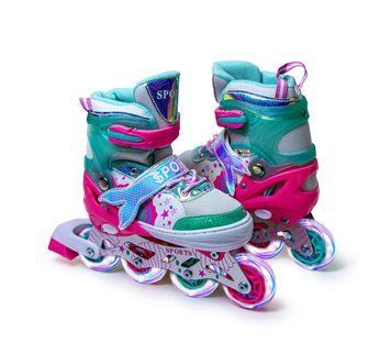 Детские раздвижные ролики 34-37 Scale Sports Mermaid подсветка колес бирюзовый фото 1