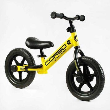 Детский беговел Corso Sprint 12" со стальной рамой и EVA колесами желтый JR-82566 фото 1