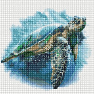 Алмазна мозаїка Ідейка "Блакитна черепаха" 40х40 см AMO7430 фото 1