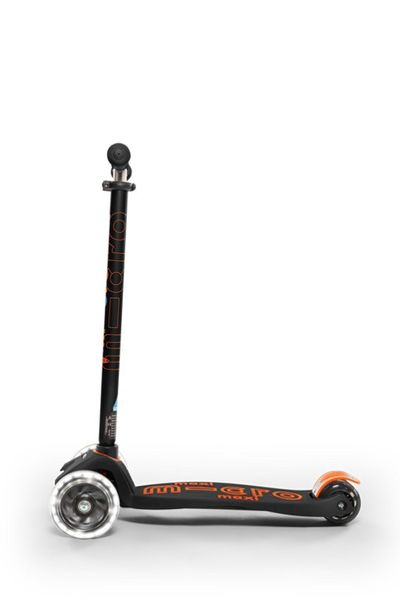 Самокат триколісний дитячий з підсвічуванням MICRO серії Mini Deluxe LED Чорно-жовтогарячий до 50 кг фото 2