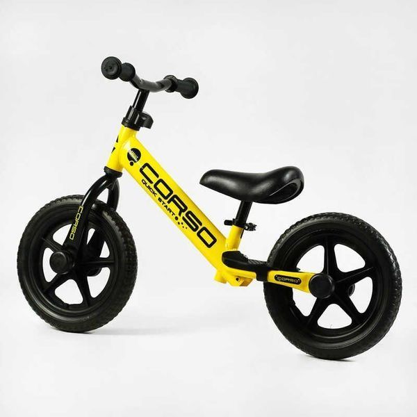 Детский беговел Corso Sprint 12" со стальной рамой и EVA колесами желтый JR-82566 фото 3