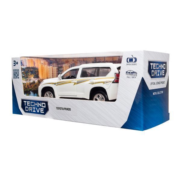 Інерційна машинка TechnoDrive Toyota Prado, масштаб 1:40, біла фото 4
