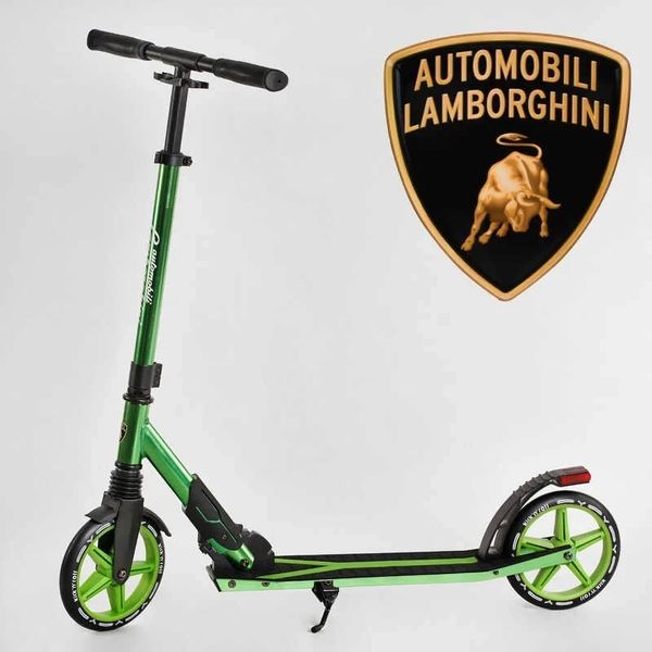 Самокат двоколісний складаний Lamborghini колеса PU 200 мм 1 амортизатор зелений LB-3655 фото 7