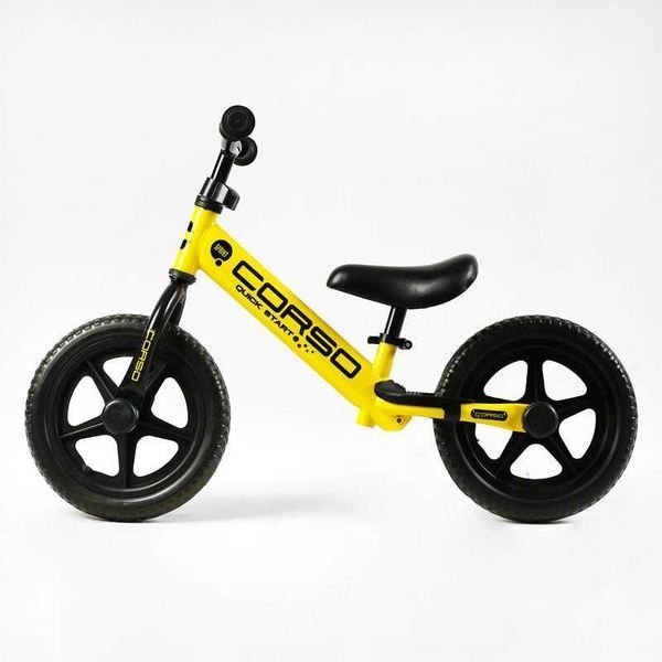 Детский беговел Corso Sprint 12" со стальной рамой и EVA колесами желтый JR-82566 фото 2