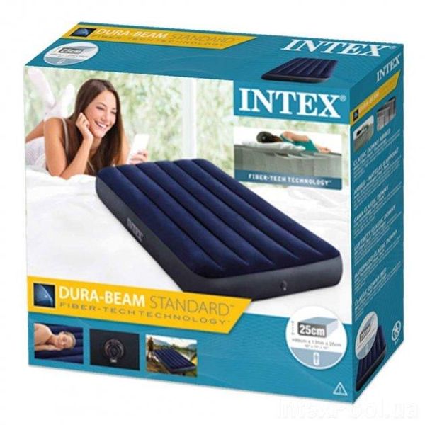 Велюровий надувний матрац для відпочинку та сну Intex одинарний 99х25х191 см 64757 фото 4