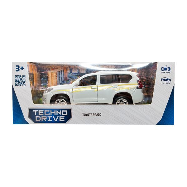 Інерційна машинка TechnoDrive Toyota Prado, масштаб 1:40, біла фото 5