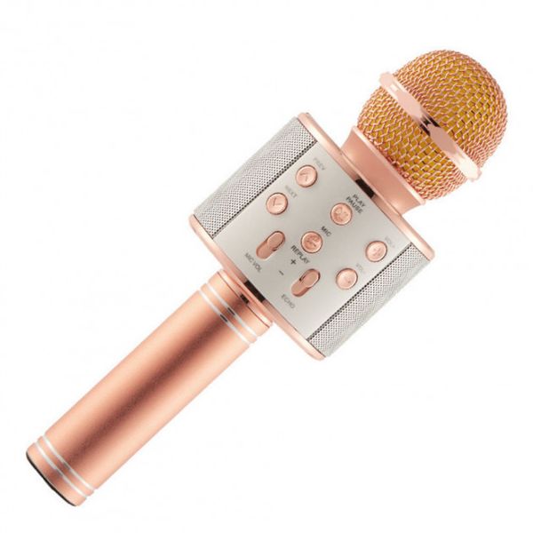 Бездротовий bluetooth караоке мікрофон з колонкою (Rose Gold) WS-858 фото 3
