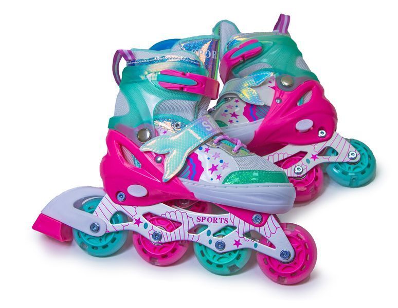 Детские раздвижные ролики 34-37 Scale Sports Mermaid подсветка колес бирюзовый фото 2