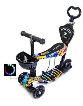 Детский самокат - трансформер 5 в 1 с подсветкой Scooter Graffiti фото 1