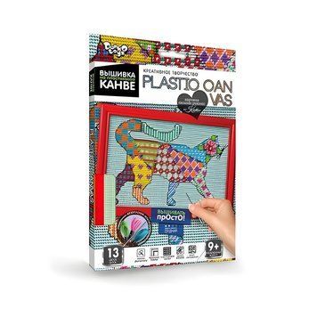 Вышивка на пластиковой канве с багетной рамкой Danko Toys Plastic Canvas: Кот PC-01-08 фото 1