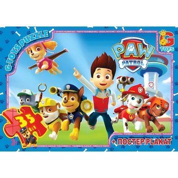 Пазлы G-Toys "Щенячий патруль" 35 элементов + постер 21 х 30 см PW0812 фото 1
