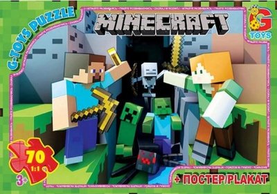 Пазлы G-Toys "Minecraft: приключения" 70 элементов + постер 21 х 30 см MC778 фото 1